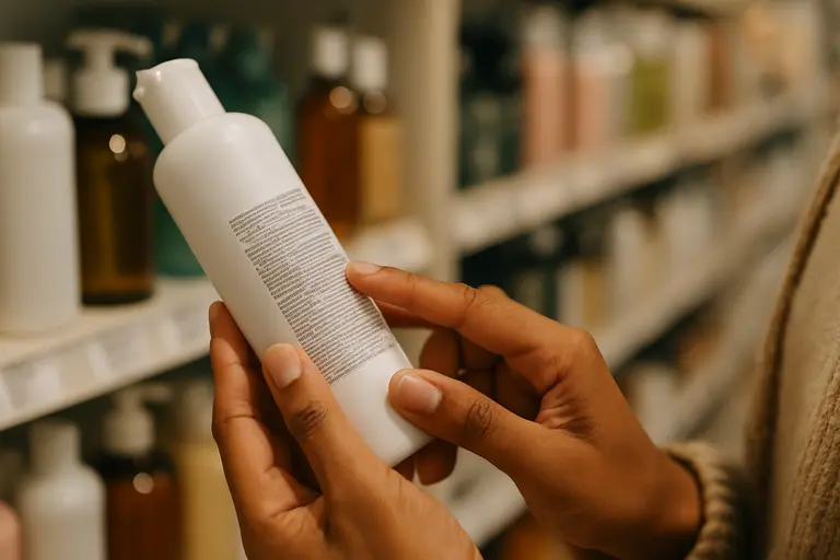Beauty products sorted beside a handwritten shopping checklist