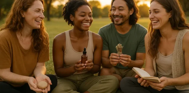 Black Pride wellness gathering with people seated in a calm community space