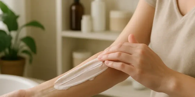 Ceramides Around Treatments products beside a clean towel and mirror