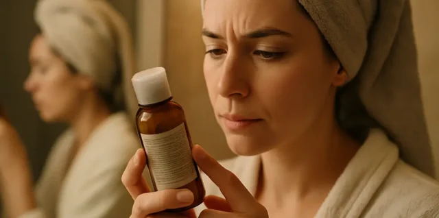Natural skincare allergens label on a cream jar beside botanical ingredients