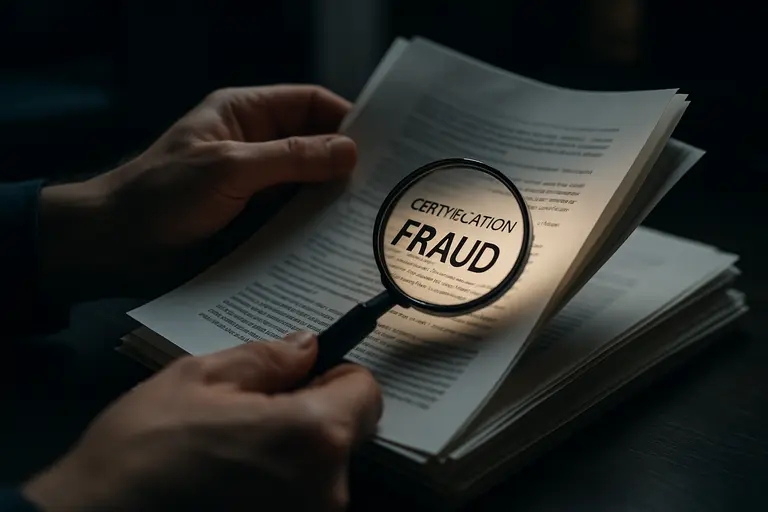 Organic personal care label beside verification paperwork