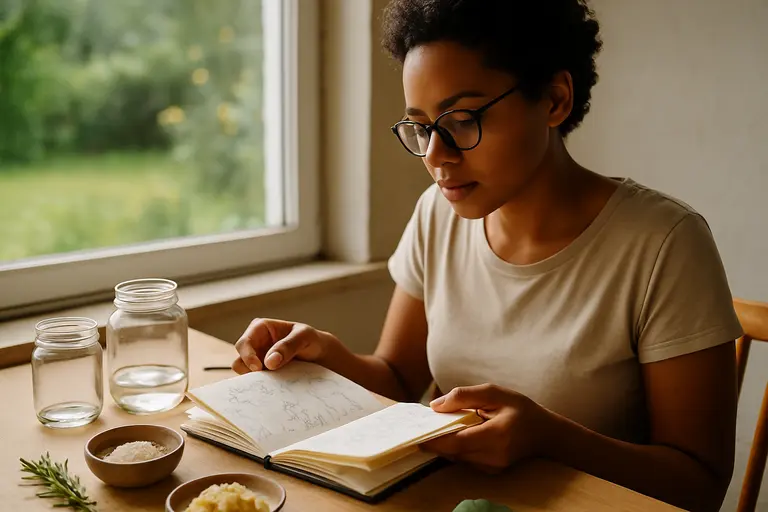 A person reviewing skincare ingredients before mixing a small batch