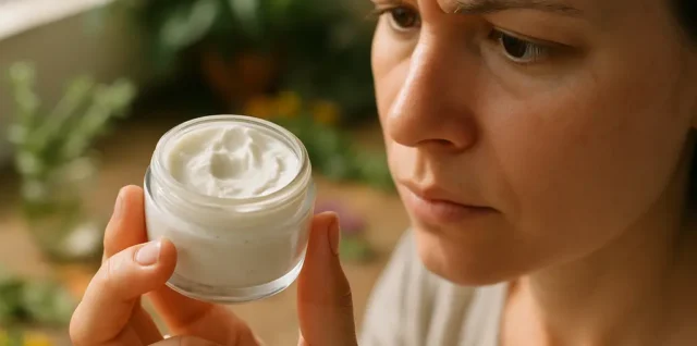 Clean beauty claims on skincare bottles beside ingredient notes