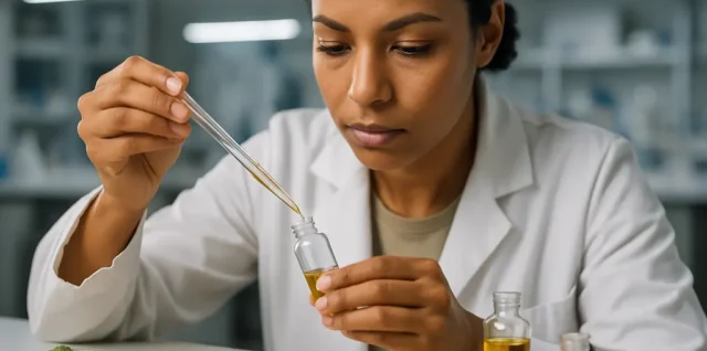 MoCRA Ingredient Transparency skincare bottles on a clean bathroom shelf