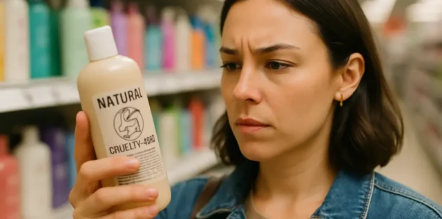 Natural Beauty Labels on skincare bottles beside ingredient notes