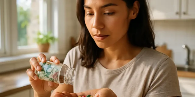 Supplement trends shown with labeled vitamin bottles and botanical ingredients on a counter